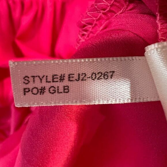 Eliza J Women 10 Hot Pink Surplice Neck Puff Sleeve Fit Flare Mini Dress Pockets - Picture 12 of 13